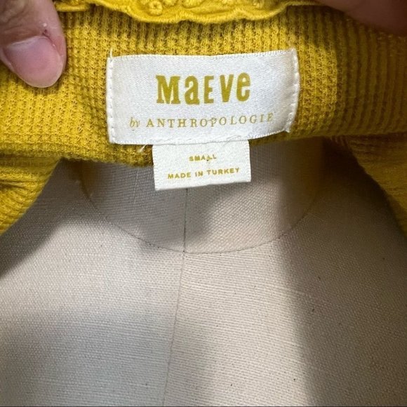 Anthropologie Maeve Samina Thermal Babydoll Long Sleeve Top Yellow - Picture 11 of 13
